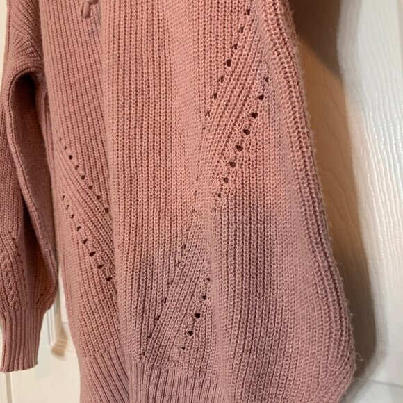 American Eagle Blush Pink Oversized Knit Hooded Sweater, Small - Picture 3 of 5